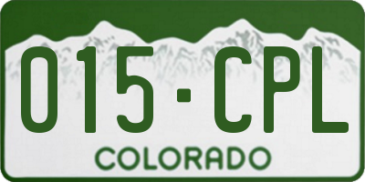 CO license plate 015CPL