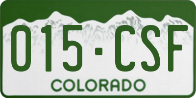 CO license plate 015CSF