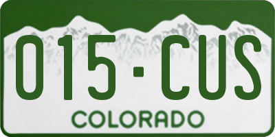 CO license plate 015CUS