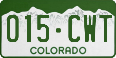 CO license plate 015CWT