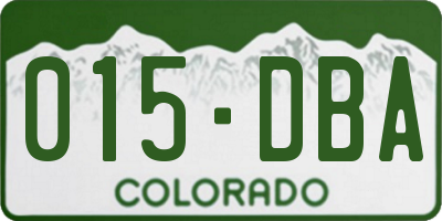 CO license plate 015DBA