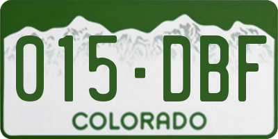 CO license plate 015DBF