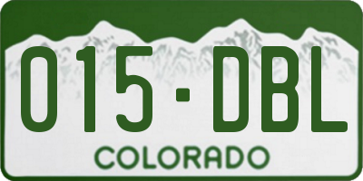 CO license plate 015DBL