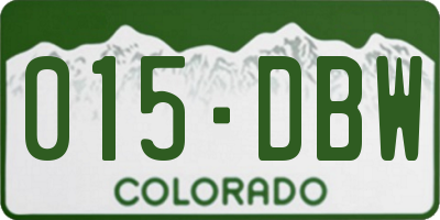 CO license plate 015DBW