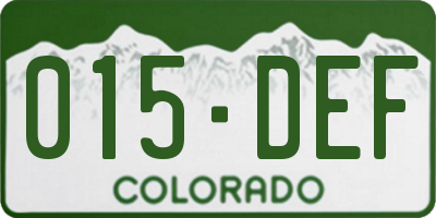CO license plate 015DEF