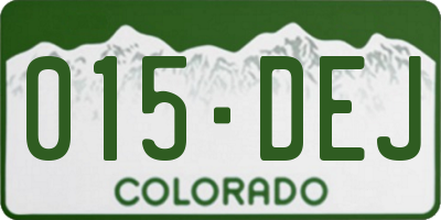 CO license plate 015DEJ