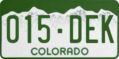 CO license plate 015DEK