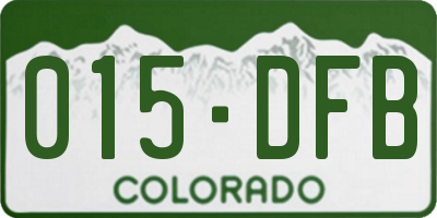 CO license plate 015DFB