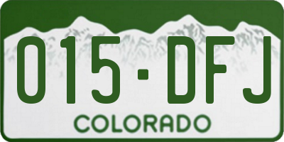 CO license plate 015DFJ