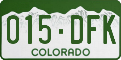 CO license plate 015DFK