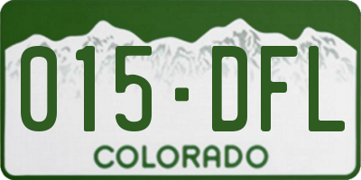 CO license plate 015DFL