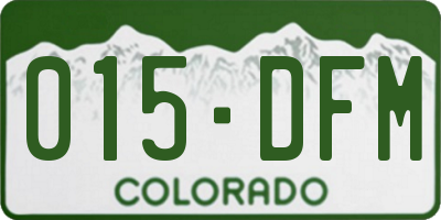 CO license plate 015DFM