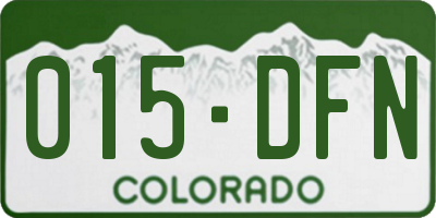 CO license plate 015DFN