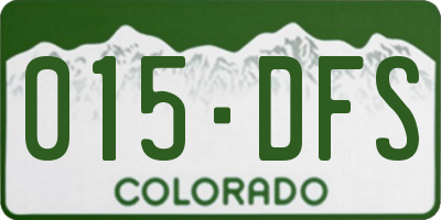 CO license plate 015DFS