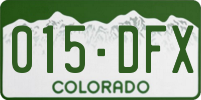 CO license plate 015DFX