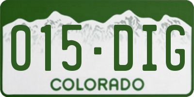 CO license plate 015DIG