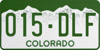 CO license plate 015DLF
