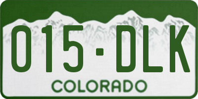 CO license plate 015DLK