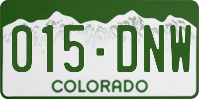 CO license plate 015DNW