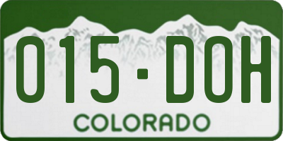 CO license plate 015DOH