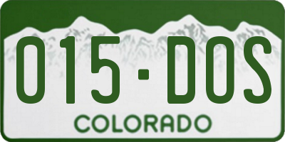 CO license plate 015DOS