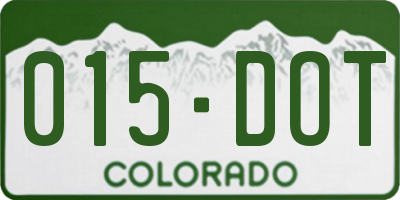 CO license plate 015DOT