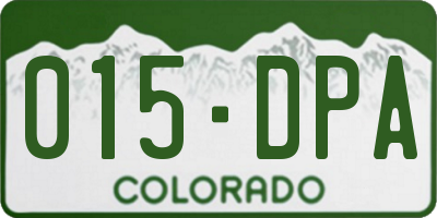 CO license plate 015DPA
