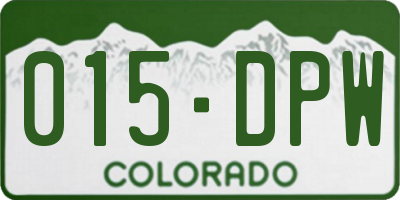 CO license plate 015DPW