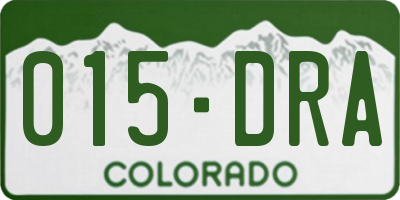CO license plate 015DRA