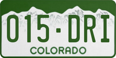 CO license plate 015DRI