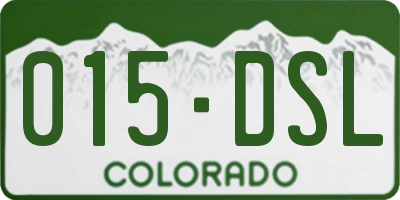 CO license plate 015DSL