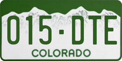 CO license plate 015DTE
