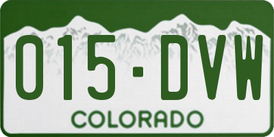 CO license plate 015DVW