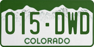 CO license plate 015DWD