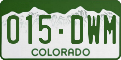 CO license plate 015DWM