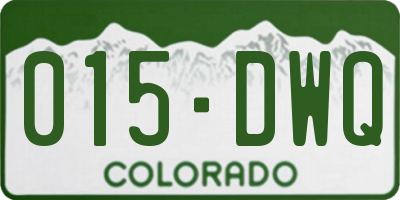 CO license plate 015DWQ