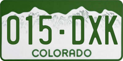 CO license plate 015DXK