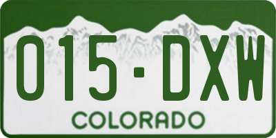 CO license plate 015DXW