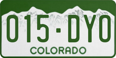 CO license plate 015DYO