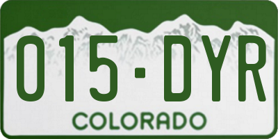 CO license plate 015DYR