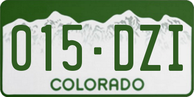CO license plate 015DZI