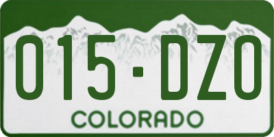 CO license plate 015DZO