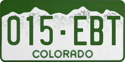 CO license plate 015EBT