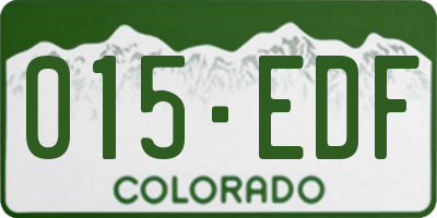 CO license plate 015EDF
