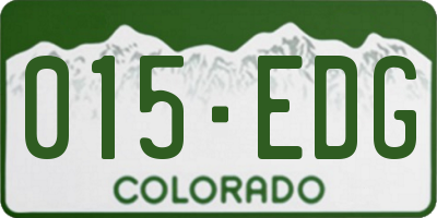 CO license plate 015EDG