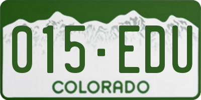 CO license plate 015EDU