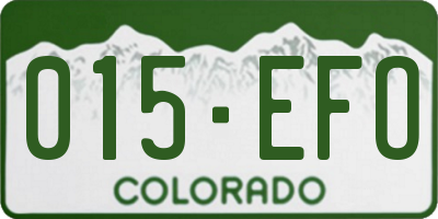 CO license plate 015EFO