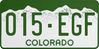 CO license plate 015EGF