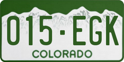 CO license plate 015EGK
