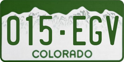CO license plate 015EGV